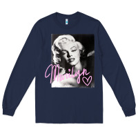 Navy monroe black and white pink handwriting t shirt Long Sleeve Tee - artisFamous