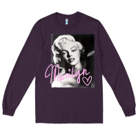 Plum monroe black and white pink handwriting t shirt Long Sleeve Tee - artisFamous