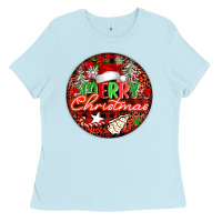 Baby Blue Merry christmas Ladies Tee - FaDigitalArtStudio