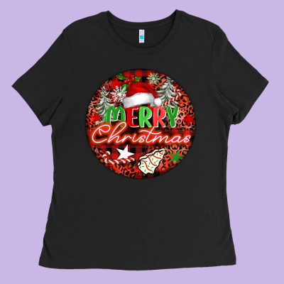 Merry Christmas Ladies Tee Designed By Fadigitalartstudio