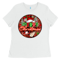 White Merry christmas Ladies Tee - FaDigitalArtStudio