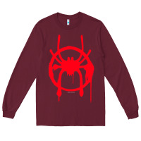 Burgundy spiderverse miles symbol tag t shirt Long Sleeve Tee - artisFamous