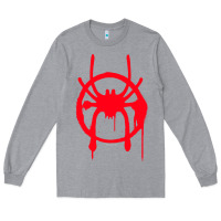 Heather Grey spiderverse miles symbol tag t shirt Long Sleeve Tee - artisFamous