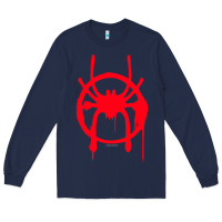 Navy spiderverse miles symbol tag t shirt Long Sleeve Tee - artisFamous