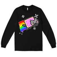Black nyan cat t shirt Long Sleeve Tee - artisFamous