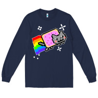 Navy nyan cat t shirt Long Sleeve Tee - artisFamous