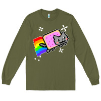 Army Green nyan cat t shirt Long Sleeve Tee - artisFamous