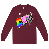 Burgundy nyan cat t shirt Long Sleeve Tee - artisFamous