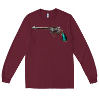 Burgundy Revolver Handgun Long Sleeve Tee - artisFamous