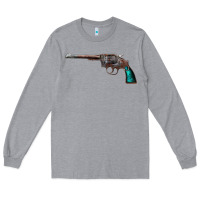 Heather Grey Revolver Handgun Long Sleeve Tee - artisFamous