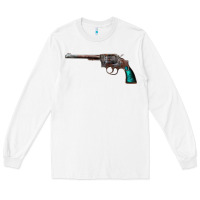 White Revolver Handgun Long Sleeve Tee - artisFamous