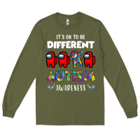 A.mong Us It's O.kay To Be Different Autism Awareness T Shirt Long Sleeve Tee | Teevron