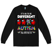 Black a.mong us it's o.kay to be different autism awareness t shirt Long Sleeve Tee - artisFamous