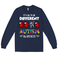 Navy a.mong us it's o.kay to be different autism awareness t shirt Long Sleeve Tee - artisFamous