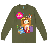 Army Green bluey mom dad funny queen for family lover t shirt Long Sleeve Tee - artisFamous