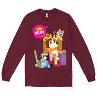 Burgundy bluey mom dad funny queen for family lover t shirt Long Sleeve Tee - artisFamous