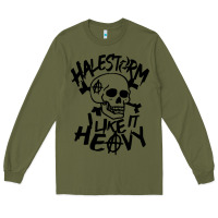 Army Green Skull I like It Heovy Halestorm Long Sleeve Tee - artisFamous