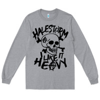 Heather Grey Skull I like It Heovy Halestorm Long Sleeve Tee - artisFamous