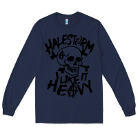 Navy Skull I like It Heovy Halestorm Long Sleeve Tee - artisFamous