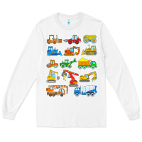 White construction excavator shirt for boys girls men and women t shirt Long Sleeve Tee - artisFamous