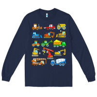 Navy construction excavator shirt for boys girls men and women t shirt Long Sleeve Tee - artisFamous