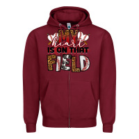 Burgundy my heart is on that field baseball Zipper Hoodie - RanaPortraitStore