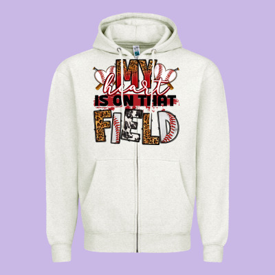 My Heart Is On That Field Baseball Zipper Hoodie Designed By Ranaportraitstore
