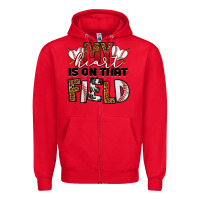 Red my heart is on that field baseball Zipper Hoodie - RanaPortraitStore
