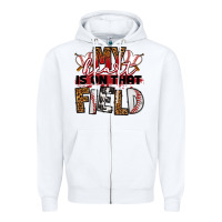 White my heart is on that field baseball Zipper Hoodie - RanaPortraitStore