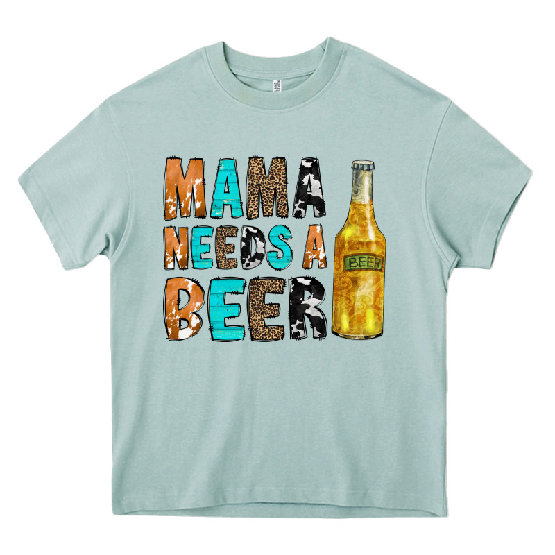 Mama Needs A Beer Heavy Core Tee by CowCowDesign | Teevron