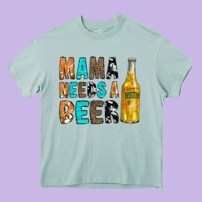 Mama Needs A Beer Heavy Core Tee Designed By Cowcowdesign