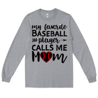 Heather Grey womens my favorite baseball player calls me mom Long Sleeve Tee - artisFamous