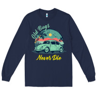 Navy Vintage Funny Beetle Bug Distressed Classic Cars Old Bugs Never Die Long Sleeve Tee - artisFamous