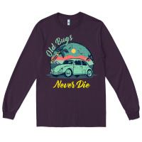Plum Vintage Funny Beetle Bug Distressed Classic Cars Old Bugs Never Die Long Sleeve Tee - artisFamous