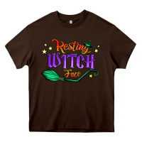 Chocolate Brown resting witch face Heavy Core Tee - Jasminsmagicworld