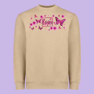 Hope Breast Cancer Butterfly Heavyweight Sweatshirt Designed By Jasminsmagicworld