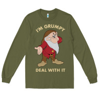 Army Green snow white i'm grumpy deal with it portrait t shirt Long Sleeve Tee - artisFamous