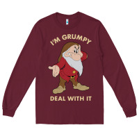 Burgundy snow white i'm grumpy deal with it portrait t shirt Long Sleeve Tee - artisFamous