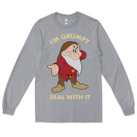 Heather Grey snow white i'm grumpy deal with it portrait t shirt Long Sleeve Tee - artisFamous