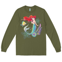 Army Green the little mermaid ari  and flounder sea t shirt Long Sleeve Tee - artisFamous