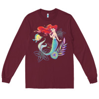 Burgundy the little mermaid ari  and flounder sea t shirt Long Sleeve Tee - artisFamous