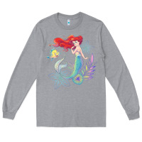 Heather Grey the little mermaid ari  and flounder sea t shirt Long Sleeve Tee - artisFamous