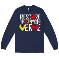 Navy restore the snyderverse Long Sleeve Tee - artisFamous
