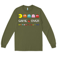 Army Green cool retro 80s pacman ghosts video games Long Sleeve Tee - artisFamous