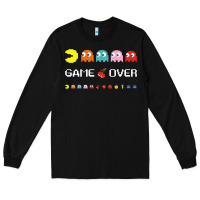 Black cool retro 80s pacman ghosts video games Long Sleeve Tee - artisFamous