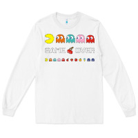 White cool retro 80s pacman ghosts video games Long Sleeve Tee - artisFamous