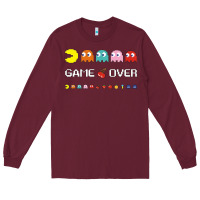 Burgundy cool retro 80s pacman ghosts video games Long Sleeve Tee - artisFamous