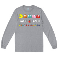 Heather Grey cool retro 80s pacman ghosts video games Long Sleeve Tee - artisFamous