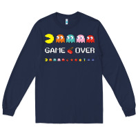 Navy cool retro 80s pacman ghosts video games Long Sleeve Tee - artisFamous