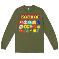 Army Green 80s pacman ghosts video games Long Sleeve Tee - artisFamous